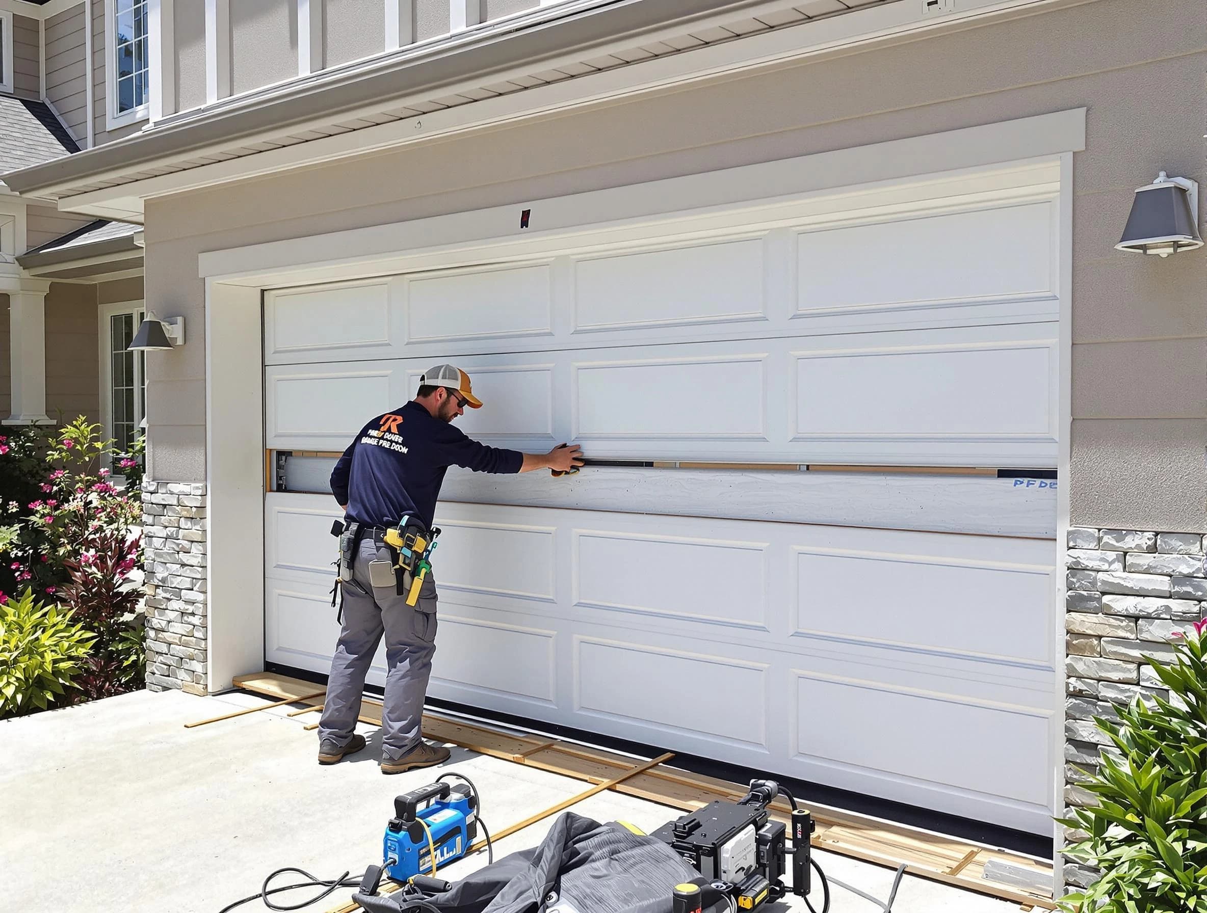 Bridgewater Garage Door Repair team performing complete garage door replacement at Bridgewater residence