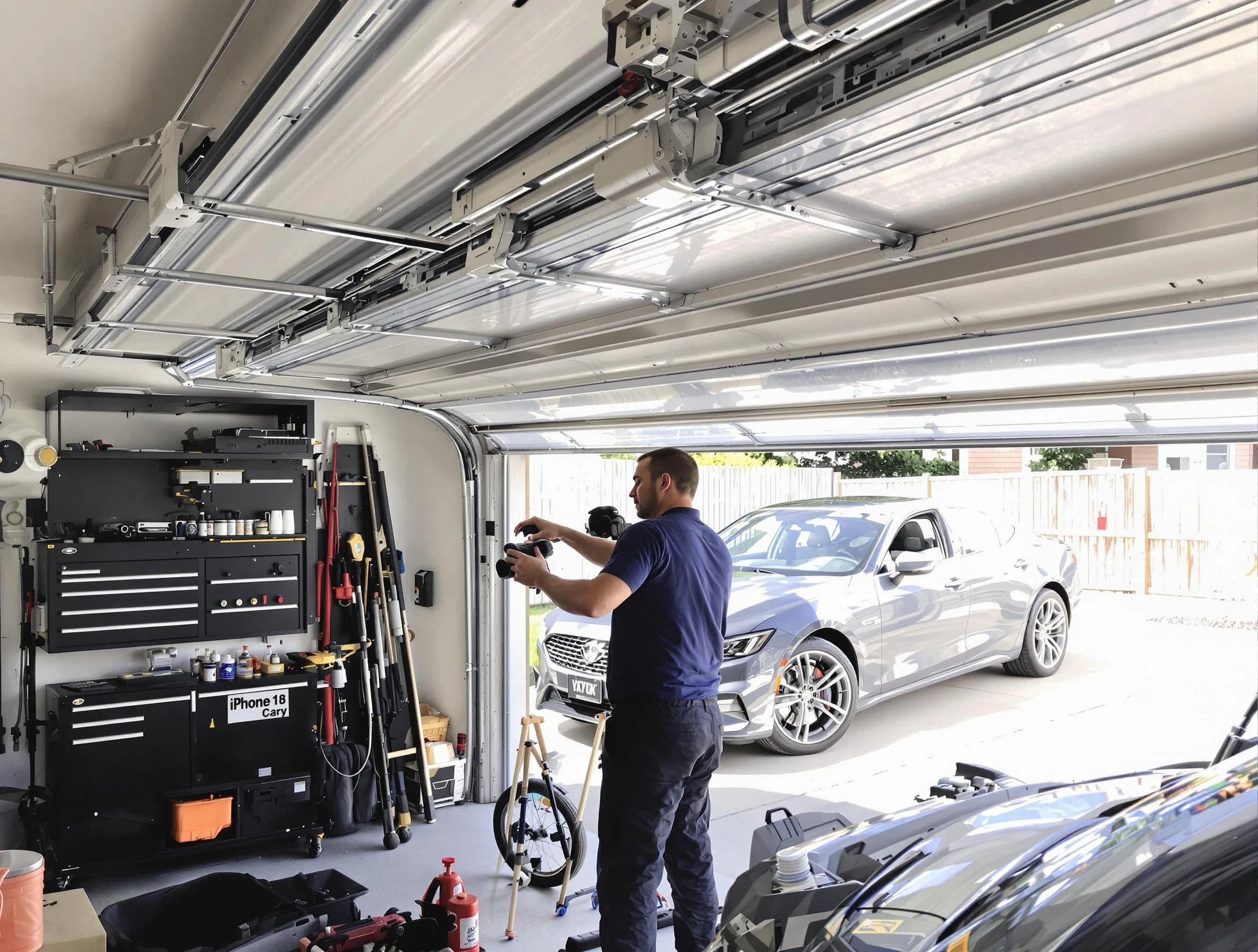 Bridgewater Garage Door Repair technician fixing noisy garage door in Bridgewater