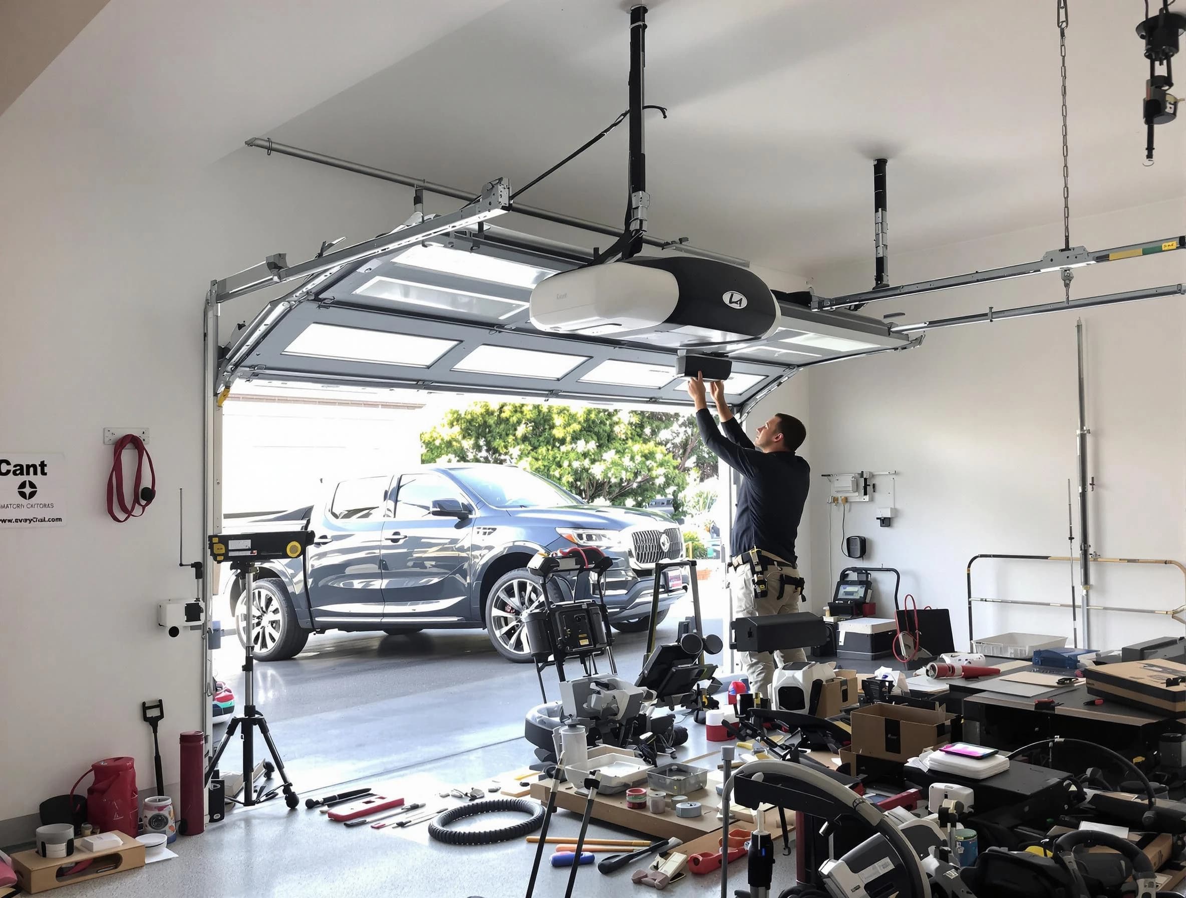 Bridgewater Garage Door Repair specialist installing smart garage door opener system in Bridgewater home