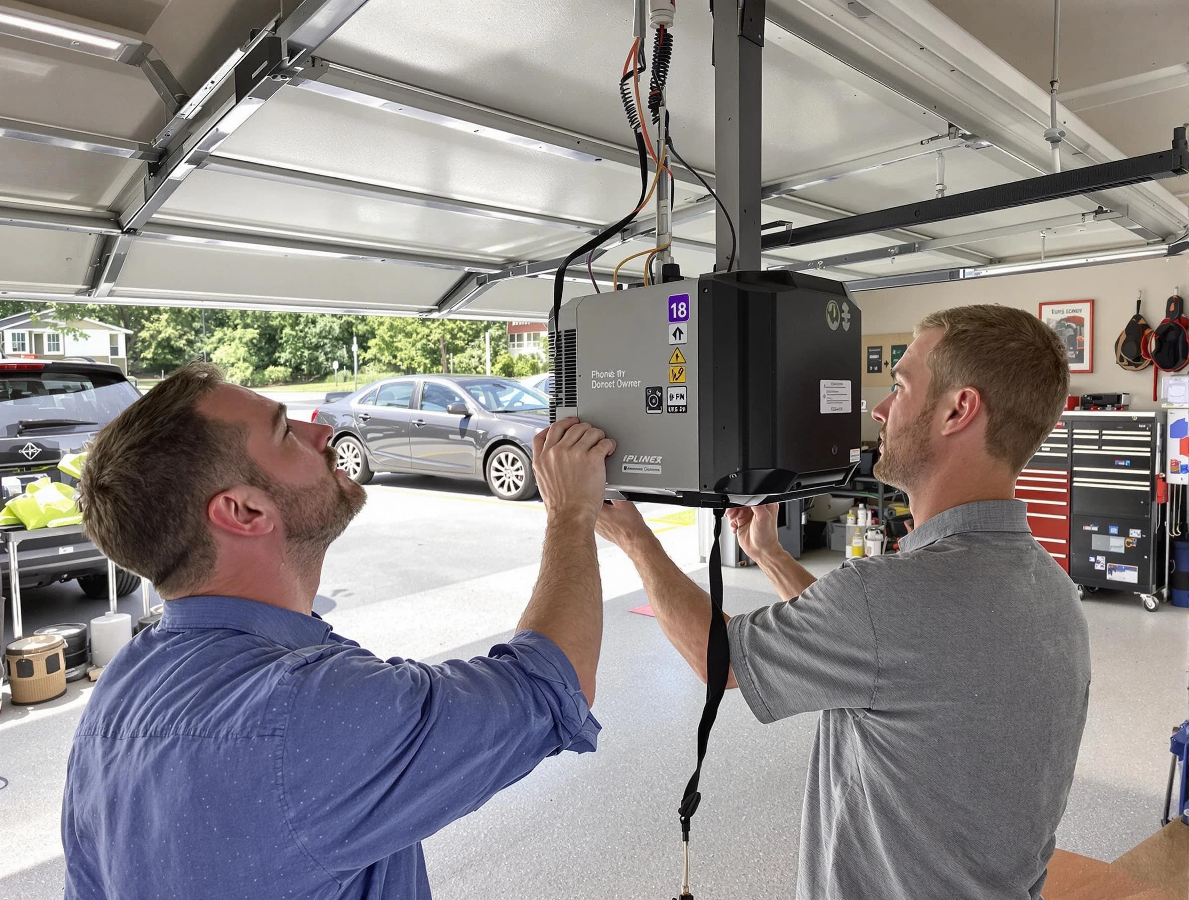 Bridgewater Garage Door Repair technician installing garage door opener in Bridgewater