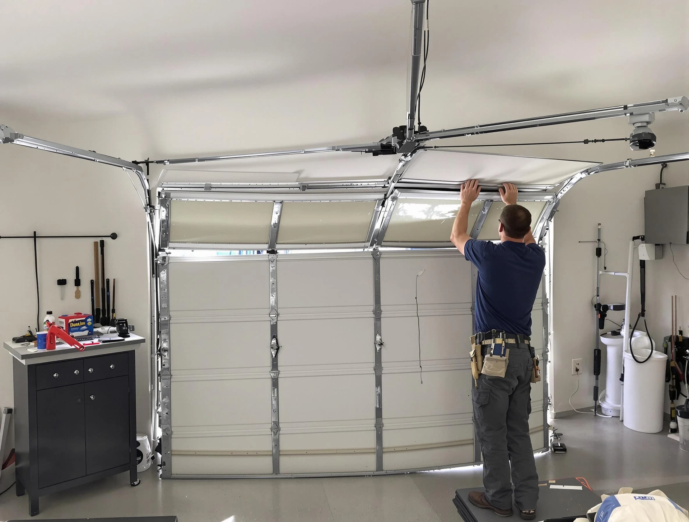 Bridgewater Garage Door Repair specialist performing precise section replacement on Bridgewater garage door